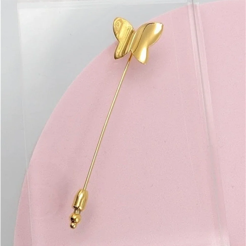 Vintage Crown Trifari Butterfly Stick Pin‎ Gold Tone Dainty Minimalist Spring